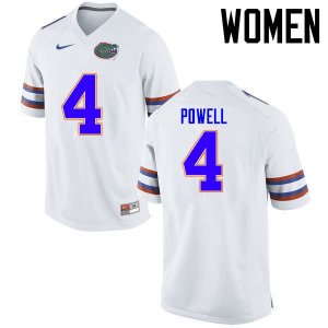 Women's Florida Gators #4 Brandon Powell NCAA Nike White Authentic Stitched College Football Jersey HCH7362UX